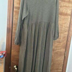 Old Navy Women DRESS 4X Olive Green Boho Pullover Pockets Minimalist Stretch NEW